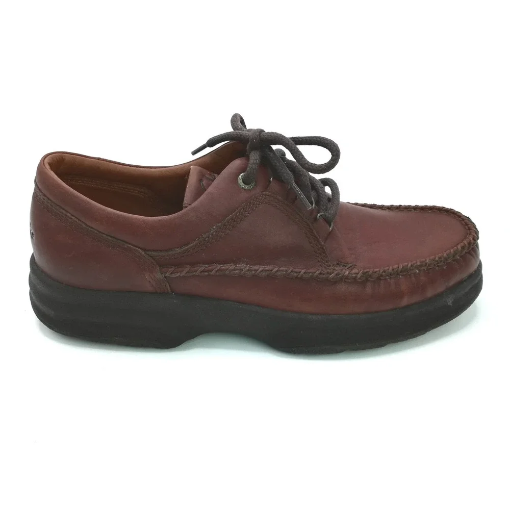 Vtg Clarks Shoes Mens Walking Mahogany Brown Leather 37076 Nature Three Wide 13W